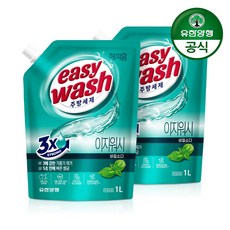 해피홈 이지워시 바질소다 리필 일반주방세제, 1L, 2개