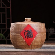 台灣發貨 統編 米桶 裝米桶 儲米桶 米缸 米罐 米箱 面桶 飼料桶 密封罐陶瓷米桶米缸家用密封帶蓋裝防潮防蟲缸儲, 幸福美滿聚寶盆型10斤裝送密封圈燙金墊, 1個