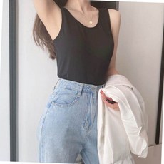 캡나시 왕뽕 일체형 민소매 속옷 이너웨어 스판 굿 기본나시 여자캡나시