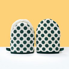 주방장갑 1P 2P, 도트-그린, 2개