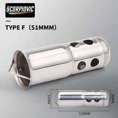 [호환] 오토바이 배기 머플러 소음기 제거기 용 51MM 범용 전면 미드 엔드 촉매 DB 킬러, [02] TYPE-F