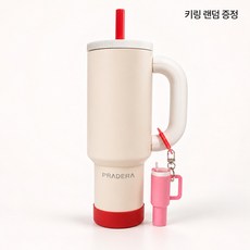 프라데라 40OZ 대용량 텀블러 보온 보냉 304 스테인리스 (키링+논슬립패드 포함), 바닐라푸딩, 1개, 1.2L