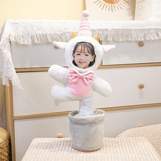 춤추는 크리스마스 커스텀 인형 나무에 매달린 동물 피규어 선물 생일 얼굴 사진 DIY, 1개