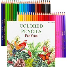 FanVean 색연필 성인용 컬러링 북 컬러 연필 50개 세트 드로잉 블렌딩 쉐이딩에 이상적 어머니 성인 초보자를 위한 선물, 50 colors