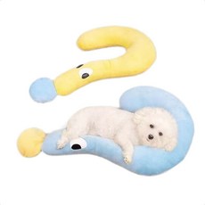 귀여운베개 멍멍이베개 강아지 고양이 사계절 장난감 애견 방석 대형 동물, 1개, 옐로우