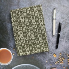 【海浪-綠】書衣 書套 可調式 布書衣 A5 25K, 1個