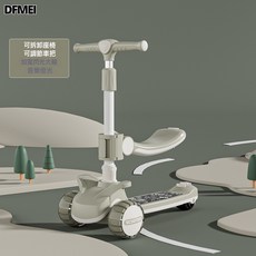 DFMEI 滑板車兒童1一3一6一12歲 男孩女童小孩寶寶踏板滑滑車溜溜三合一, 1個, 【座椅款】綠色 悍馬閃光輪音樂座椅