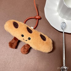 부드러운 촉감 미니 인형 가방 장식 귀여운 봉제 음식 재미있는 시뮬레이션 케이크 인형 디저트 장식 가방 장식 스시 선물 캐릭터 키링, 6-15cm, 바게트