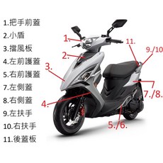 VJR 125 車殼 全台分車殼 腳踏板 上中心蓋 側條蓋 光陽原廠, 9.左後扶手