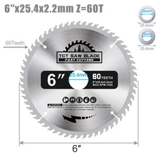 XCAN 1개 원형 톱날 4인치 초경 목재 절단 디스크 TCT 30T 팁 커터 (목공용), [03] 6inx1.8x25.4x60T