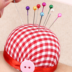 해피J보따리 쿠션 바늘꽂이, 레드 체크무니, 1개