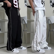 르위 밴딩 시원한 나일론 스트링 팬츠 와이드 트레이닝 바지 남녀공용