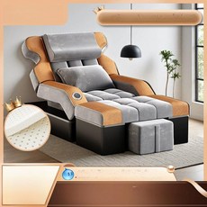 꾸꾸상점 모션침대 SS(슈퍼싱글) 스마트 S 리클라이너, 라텍스 인조가죽 블록 브라이트 오렌지 라이트그레이 실버