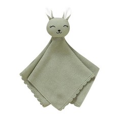 LAWKUL Bunny Lovey 아기 담요 부드럽고 껴안고 싶은 애착 니트 스너글 컴포트 신생아 남아 여아 블루 40.6x40.6cm16x16인치 262595, 그린 버니
