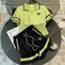 休閒套裝女 時尚運動套裝女夏季新款大碼胖MM運動服短袖短褲洋氣POLO領兩件套