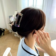 투명 사각 핀 홀로그램 패션 헤어 악세서리, 단품