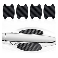 Ziciner 자동차 도어 핸들 스티커 8개 탄소 섬유 텍스처 자동 보호 필름 긁힘 방지 사이드 페인트 가드 범용 액세서리 블랙 182277, 4 PCS