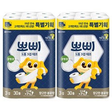뽀삐 오래쓰는 롱 데코 30m 3겹 30롤 화장지, 2개