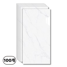 에이제이케이 붙이는 벽지 접착식 데코 타일 폼블럭 대리석 타일시트지 300x600mm, 실크 화이트, 100개