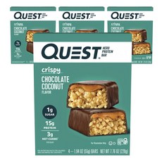 QUEST NUTRITION Hero 香脆蛋白棒 4入, 16個, 55g, 巧克力椰子