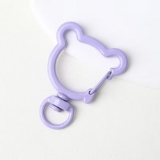 糖果色旋轉開口環 飾品DIY配件 連接環鑰匙扣 挂飾鋅合金彩色烤漆, 1個, 紫色小熊彈簧扣