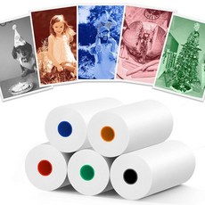 5롤 MIARALA 인스턴트 프린트 아동용 카메라 페이퍼 롤 리필 HD 프린트 카메라 종이 리필 대부분의 아동용 인스턴트 카메라용 BPA 프리, 5 Rolls-5Color