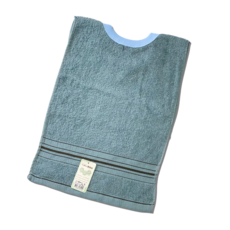 【KAIFU 凱富】台灣製石墨烯成人套頭毛巾圍兜 大人圍兜兜, 石墨烯圍兜 深藍, 1個