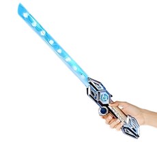 雷鳴刀刃光劍 升級版 兒童玩具, 藍柄六色燈光, 1個