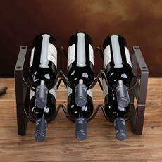 와인랙 철제 술진열 장식품 더블 보관함 와인보관 인테리어 적재 주류 수납, 1개, 3병 2단