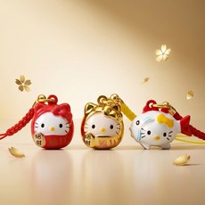 엘렌 키티 복 키링 행운물고기 키홀더 열쇠고리, 레드 복주머니, 1개