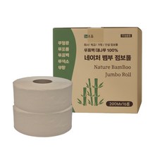 휴홈 무표백 대나무 점보롤, 1롤, 16개, 200m