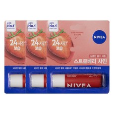 니베아 립케어 틴티드 립밤, 스트로베리 샤인, 4.8g, 3개