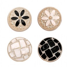 4종 고급 플라워 단추 체크 정장 의류 30mm, B0384 화이트꽃