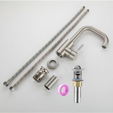 正304不銹鋼小U水龍頭 浴室龍頭360度旋轉水龍頭 水槽 洗手台 流理台 立式水龍頭, 1個, B3048不鏽鋼單孔臉盆冷熱小7龍頭