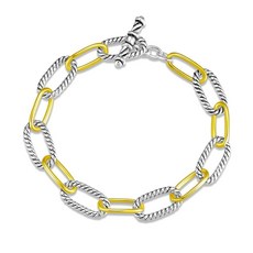 ECLATIS UNY JEWEL 트위스트 케이블 와이어 링크 체인 디자인 팔찌 투톤 디자이너 브랜드에서 영감을 받은 여성 하이퀄리티 주얼리 발렌타인 2톤 7.5인치 메탈