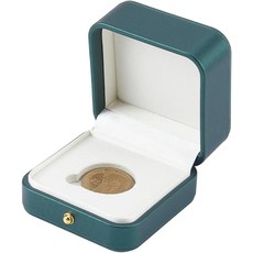 칼포베라 30mm PU 가죽 챌린지 코인 프레젠테이션 디스플레이 박스 사각형 케이스 그린 기념 배지 홀더 실버 달러 수집가용 블랙 벨벳 포함, Green