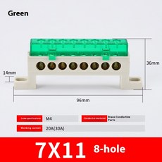 제로 와이어 터미널 커버가 방진 배전함 블록 브리지 접지 있는 구리 부스바 10 유형, 1Pcs, 8Pin green