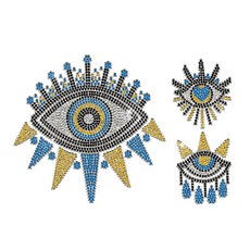 1개 유리 핫픽스 라인스톤 다리미 부착형 아플리케 의상 액세서리 (옷 가방 바지용) 악마의 눈 297x210mm, 혼합색