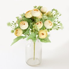 생화같은 조화 라넌 꽃화병 세트, 1개, 옐로우