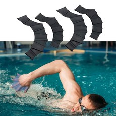 UNIQOCK 실리콘 수영 장갑 2쌍 오리발 기어 핀 핸드 웹 손바닥 손가락 개구리 타입 수중 훈련 방수 피트니스 패들 에어로빅 스노클링 남성 및 여성용 25, 블랙