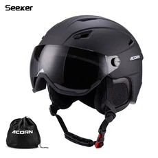 바이저 스키 헬멧 Goexplore 있는 스노보드 성인용 일체형 초경량 야외 스노우 스케이트보드 안전 남녀공용, Black, 1개