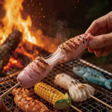 구워먹는 마시멜로 대형 꼬치 포함 캠핑용 세트, 12개, 150g