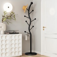 Bornoon S자형 철제 스탠드 옷걸이 행거 튼튼한 스탠드행거 원판형 178CM, 블랙 BLACK