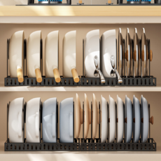 도이차 공간절약 튼튼내구 후라이팬 정리대, 1개, 블랙, 5단