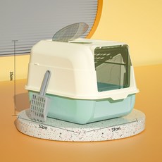 雙門大空間方舟貓砂盆 掀蓋式貓廁所 超大貓便盆, 藍色, 1個