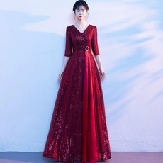 優選 2026新款大合唱團演出服女長裙氣質晚禮服詩歌朗誦主持人比賽服裝 副廠商品