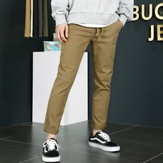 5 色男士 9 跨度綁帶錐形修身九分褲男士舒適彈力米色卡其灰色木炭錐形直筒褲春秋棉褲, 淺褐色的