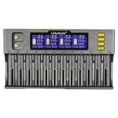 LiitoKala Lii-S12 12槽液晶顯示智能電池充電器，適用於21700、26650、18650、9V鎳氫電池, 1個