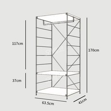 연결형행거 옷걸이 드레스룸 2단 코트랙 일본식 오픈형옷장 장롱 이불장 원룸 자취방, 63.5x41x170 3층