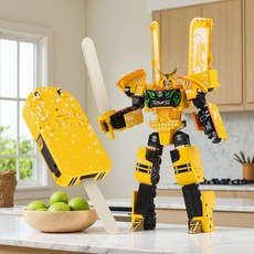 【台灣出貨】網紅爆款 兒童變形玩具 仿真雪糕冰棒棍 機器人模型 3-6嵗男孩禮物 機甲玩具 桌面擺件 解壓玩具 搞怪玩具, 1個, 白虎武士-仿真变形雪糕战士